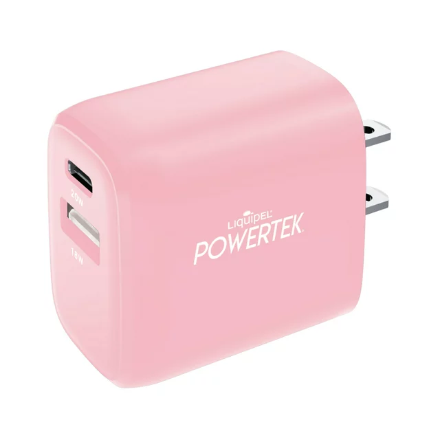 Liquipel Powertek Pastel Type-C Fast Charging Wall Charger 20W PD USB-C with Foldable Plug, for iPhone, iPad, iWatch, Galaxy, Tablet