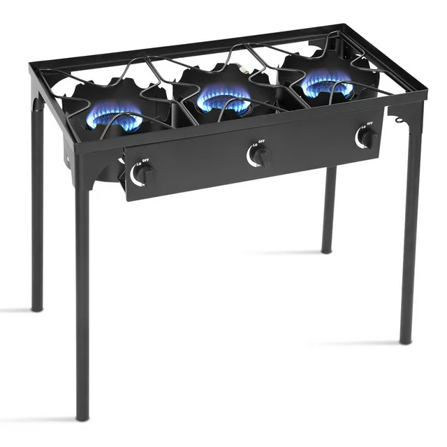 Goplus Portable Propane 225,000-BTU 3 Burner Gas Cooker Outdoor Camp Stove BBQ